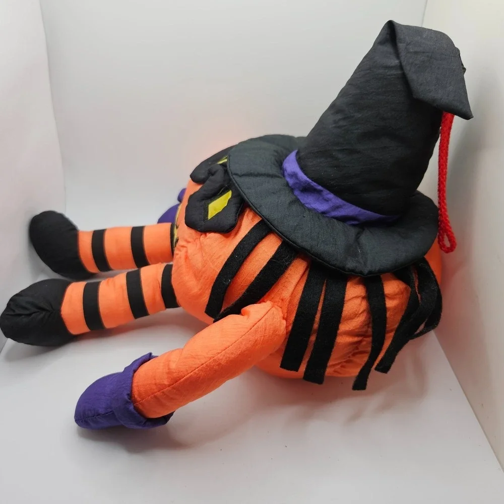 Vintage International Silver Co Halloween Pumpkin Witch Plush Doll Decor